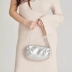 LIVI SHOULDER BAG SILVER DISTRESSED LEATHER