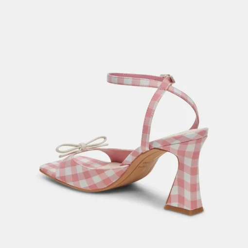 LOISE HEELS WHITE PINK GINGHAM