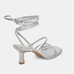 MALABO HEELS SILVER METALLIC LEATHER