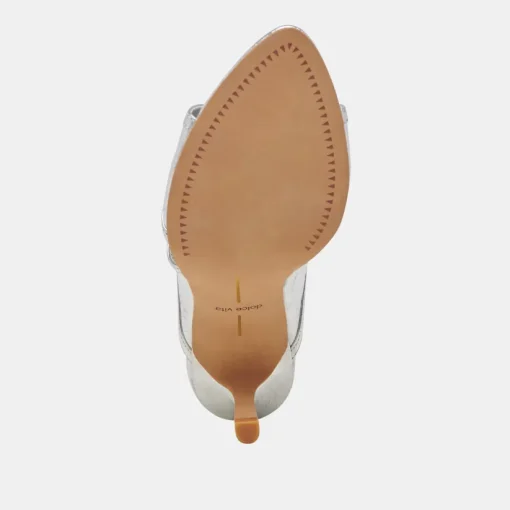 MANDEL HEELS SILVER CRINKLE PATENT