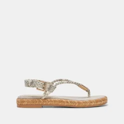 MERYL SANDALS GREY WHITE EMBOSSED LEATHER