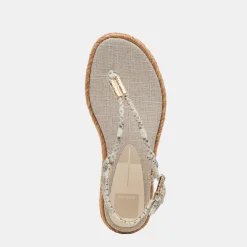 MERYL SANDALS GREY WHITE EMBOSSED LEATHER