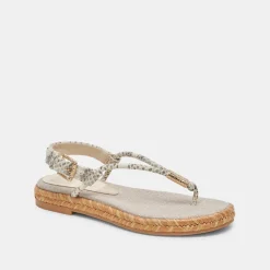 MERYL SANDALS GREY WHITE EMBOSSED LEATHER