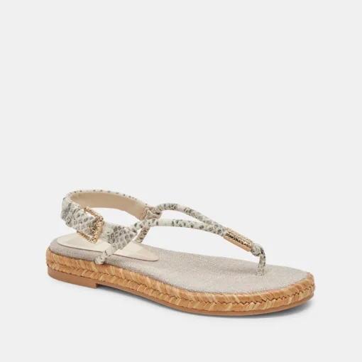 MERYL SANDALS GREY WHITE EMBOSSED LEATHER