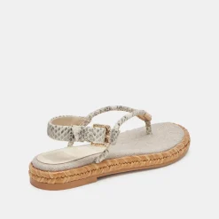 MERYL SANDALS GREY WHITE EMBOSSED LEATHER