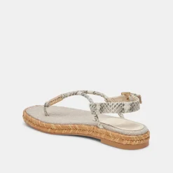 MERYL SANDALS GREY WHITE EMBOSSED LEATHER