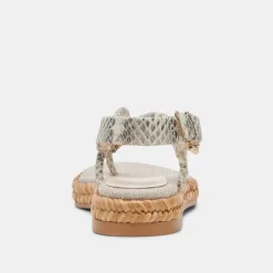 MERYL SANDALS GREY WHITE EMBOSSED LEATHER