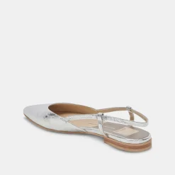 NARAH FLATS SILVER METALLIC LEATHER