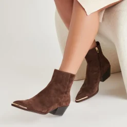 NONAH BOOTIES DK BROWN SUEDE