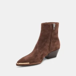 NONAH BOOTIES DK BROWN SUEDE