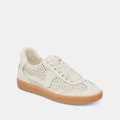 NOTICE EYELET PERF SNEAKERS WHITE LEATHER
