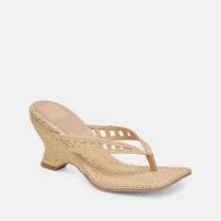 NULLAH WEDGES LT NATURAL RAFFIA