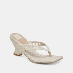 NULLAH WEDGES OATMEAL RAFFIA