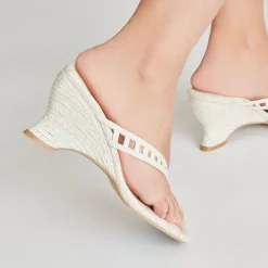 NULLAH WEDGES OATMEAL RAFFIA