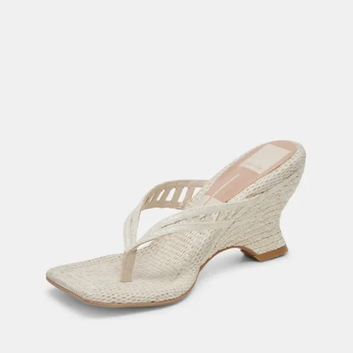 NULLAH WEDGES OATMEAL RAFFIA