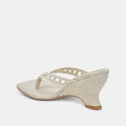 NULLAH WEDGES OATMEAL RAFFIA