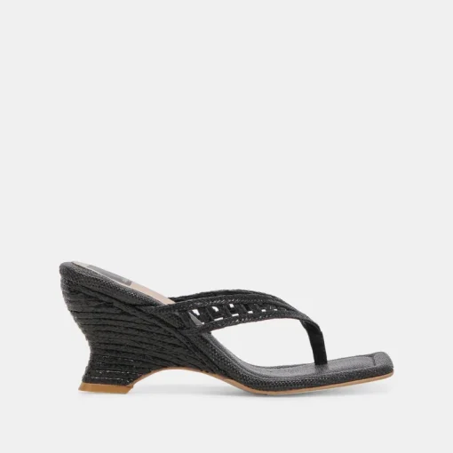 NULLAH WEDGES ONYX RAFFIA