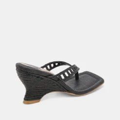 NULLAH WEDGES ONYX RAFFIA