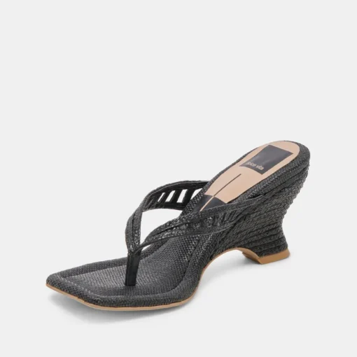 NULLAH WEDGES ONYX RAFFIA