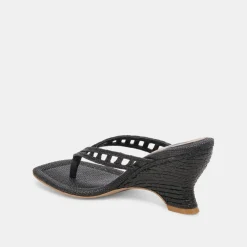 NULLAH WEDGES ONYX RAFFIA