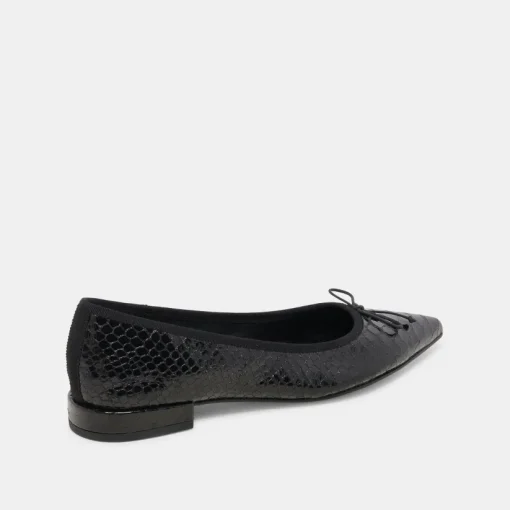 PALANI BALLET FLATS MIDNIGHT SNAKE EMBOSSED