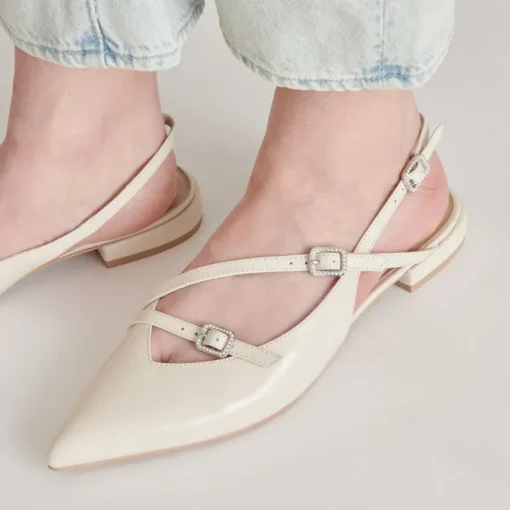 PAMLA PEARL FLATS IVORY CRINKLE PATENT