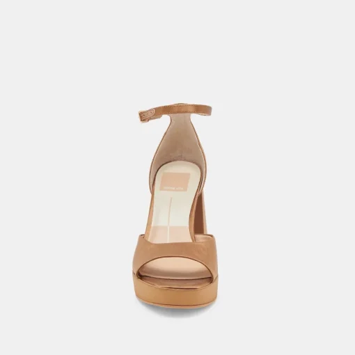 PANDRO HEELS MID BROWN SATIN