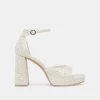 PANDRO PEARL HEELS TRUE WHITE SATIN