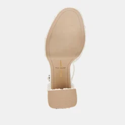 PANDRO PEARL HEELS TRUE WHITE SATIN
