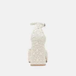 PANDRO PEARL HEELS TRUE WHITE SATIN