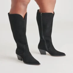 RAJ EXTRA WIDE CALF BOOTS ONYX SUEDE