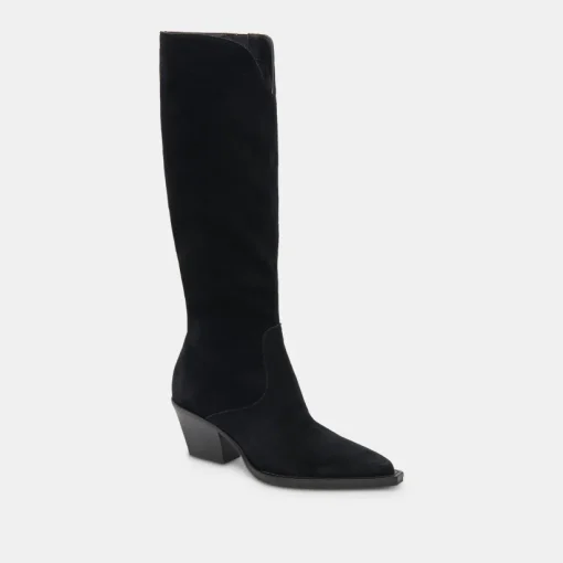 RAJ EXTRA WIDE CALF BOOTS ONYX SUEDE
