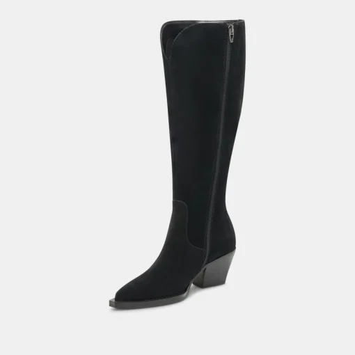 RAJ EXTRA WIDE CALF BOOTS ONYX SUEDE