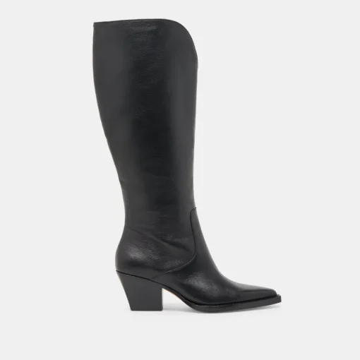 RAJ WIDE CALF BOOTS BLACK LEATHER