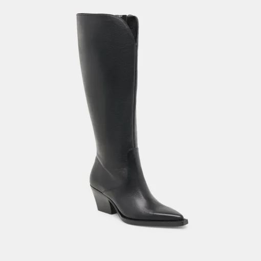RAJ WIDE CALF BOOTS BLACK LEATHER