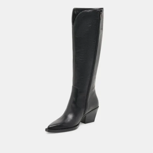 RAJ WIDE CALF BOOTS BLACK LEATHER