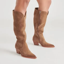 RAJ WIDE CALF BOOTS BROWN SUEDE