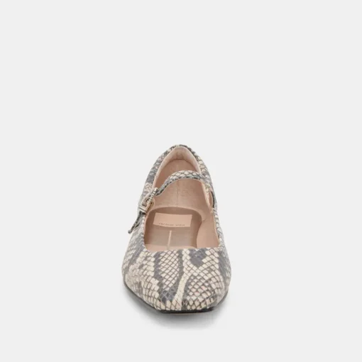 REYES BALLET FLATS BLACK WHITE SNAKE EMBOSSED