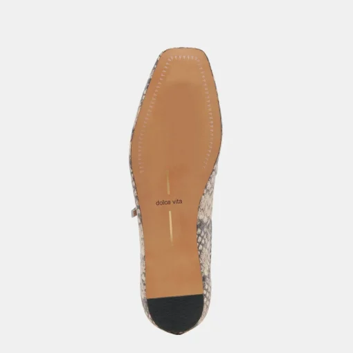 REYES BALLET FLATS BLACK WHITE SNAKE EMBOSSED