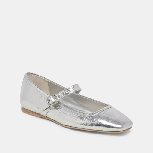 RODNI BALLET FLATS SILVER DISTRESSED LEATHER