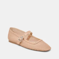 RODNI MESH BALLET FLATS LIGHT TAN WOVEN MESH