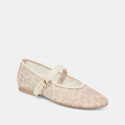 ROSLYN BALLET FLATS WHITE LEOPARD MESH
