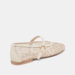 ROSLYN BALLET FLATS WHITE LEOPARD MESH