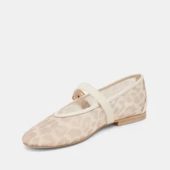 ROSLYN BALLET FLATS WHITE LEOPARD MESH