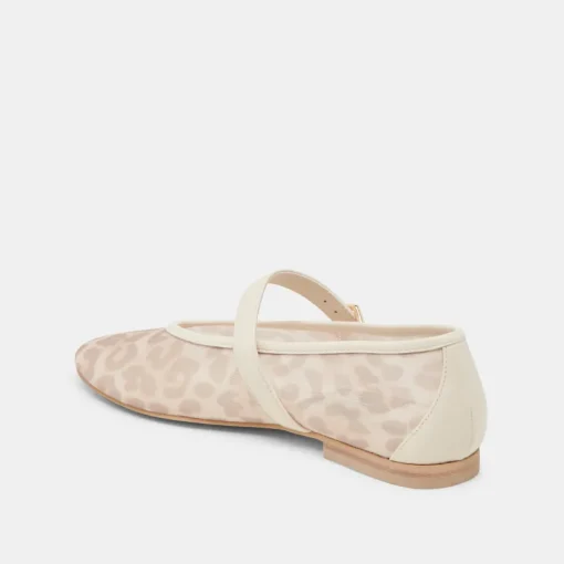 ROSLYN BALLET FLATS WHITE LEOPARD MESH
