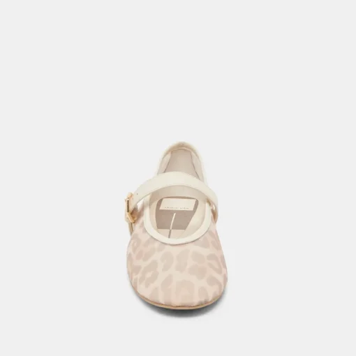 ROSLYN BALLET FLATS WHITE LEOPARD MESH