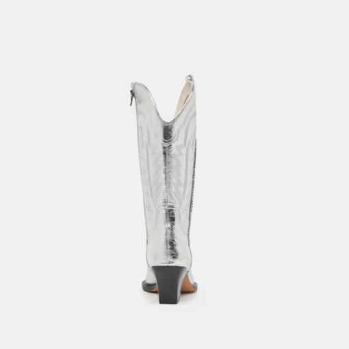 RYLAND EXTRA WIDE CALF BOOTS SILVER DISTRESSED LEATHER