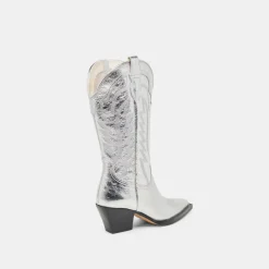 RYLAND EXTRA WIDE CALF BOOTS SILVER DISTRESSED LEATHER