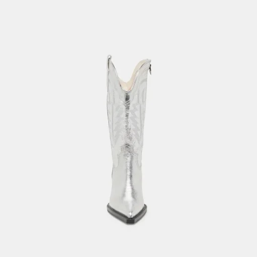RYLAND EXTRA WIDE CALF BOOTS SILVER DISTRESSED LEATHER