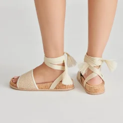 SALACY SANDALS WHITE NATURAL RAFFIA